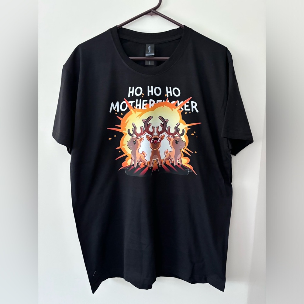 🎄Funny “Ho ho ho”  handmade Christmas Holiday Reindeer T-Shirt